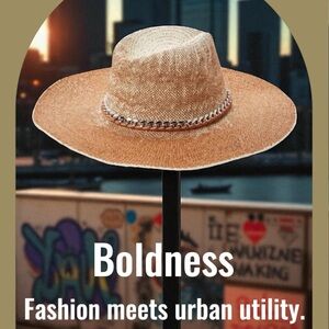 Madden NYC by Steve Madden Ombre Straw Hat with Chain Detail
